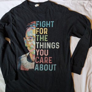 Ruth Bader Ginsburg Quote Tee, Long Sleeve, Black, Size M, Hand Screened, used